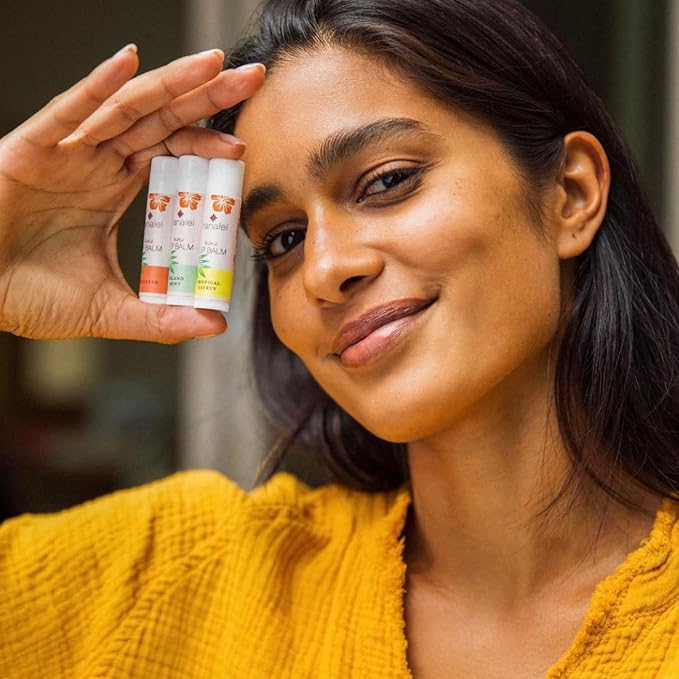 Hanalei Mint Lip Balm and Moisturizer - Natural Kukui Oil, Beeswax Lip Moisturizer - Hydrates, Soothes Dry, Chapped Lips - Made in USA - Island Mint Flavor