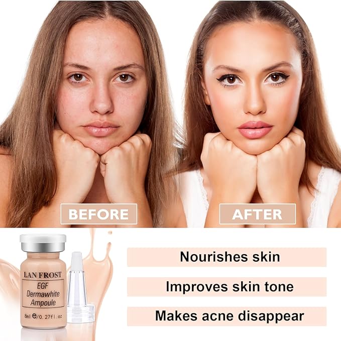 BB Facial Glow Serum Starter Kit Hyaluronic Acid Essence Foundation Skin Care Kit 0.27oz 12 Vials, Combined With Niacinamide and Peptides To Brighten Skin Tone Anti-Aging Foundation Light Rose #3