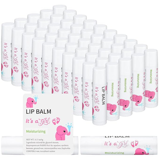 50 Pcs Pink Elephant Favors Baby Shower Lip Balm Party Supplies Bulk for Girls Guests It's a Girl Baby Shower Gifts Gender Reveal Favors Prizes Souvenirs Winners Thank You Appreciation Gifts