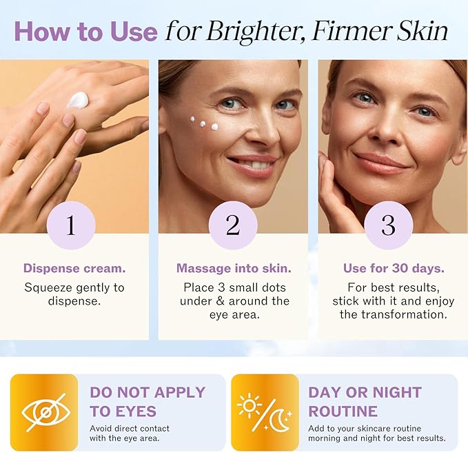 LilyAna Naturals Eye Cream for Dark Circles and Puffiness, Under Eye Cream for Wrinkles and Bags, Anti Aging Cream helps Improve Dryness; for Sensitive Skin 0.5 oz