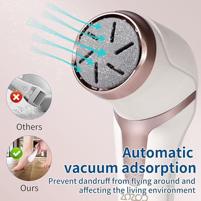 Electric Foot Callus Remover with Dander Vacuum, Rechargeable Waterproof Professional Portable Pedicure Tool, 3 Roller & 2 Speeds Electric Foot File Kit for Care of Dead Skin,Chapped,Callus,Cracks