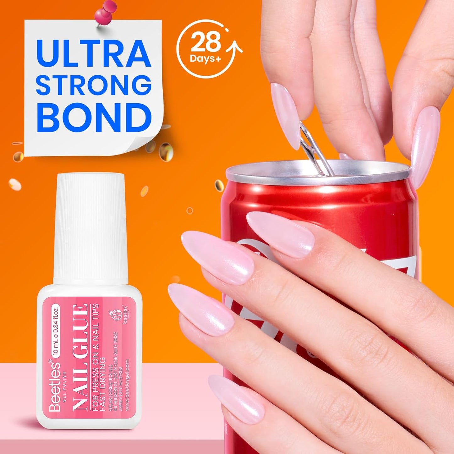 Beetles 10ML Super Strong Nail Glue for Press Ons, Nail Tips, Acrylic Nails No Uv Light Needed Nail Bond Brush in Nail Glue for Press On Nails Fake Nails Long Lasting for Beginners DIY Home