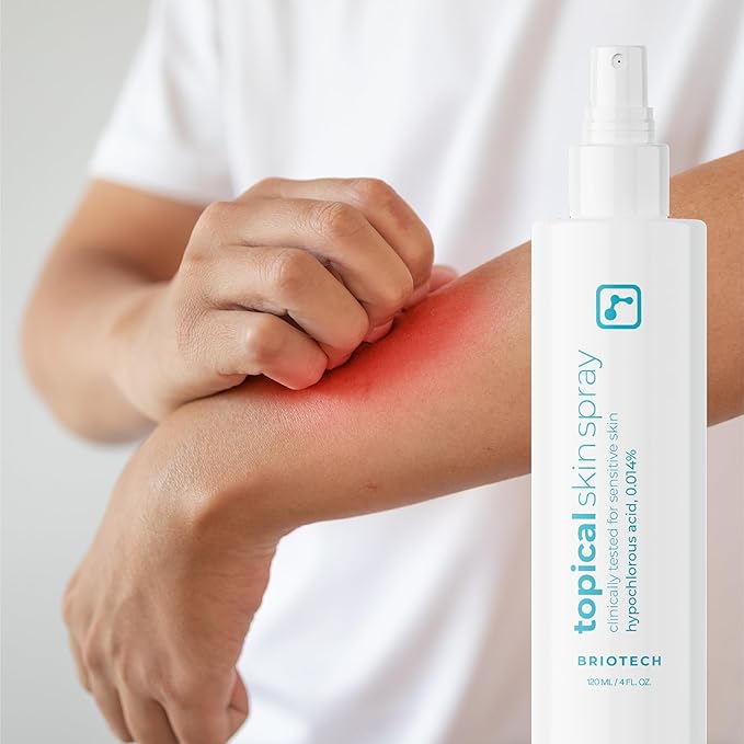 BRIOTECH Topical Skin Spray, Hypochlorous Acid for Sensitive Skin, HOCl Facial Mist, Full Body Support Against Irritation, Calm Redness, Soothe Foot & Scalp, 32 oz Refill (2 Pack)