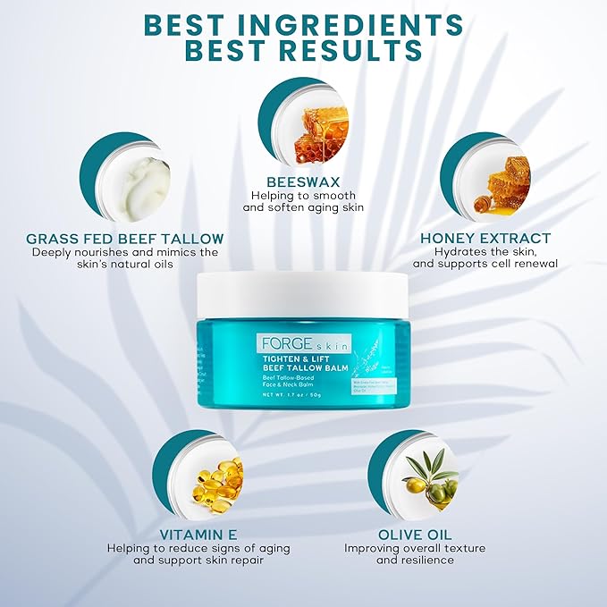 Original Tighten and Lift Cream Beef Tallow for Skin Women |Grass Fed Beef Tallow and Honey Balm for Face | Under Eye Firming Cream Tightening Lifting Sagging Skin Beef Tallow Moisturizer