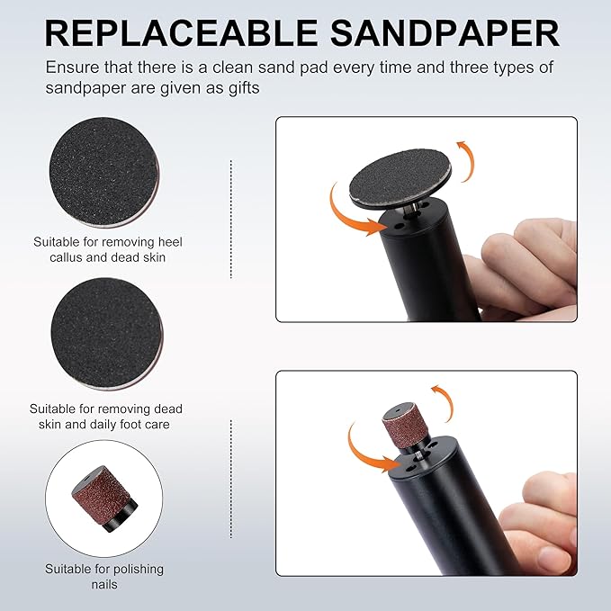 Electric Foot Callus Remover, Adjustable Speed Rechargeable Foot Sander Pedicure Tools for Feet Dead Skin with Sandpaper Disk and Nail Drill Bits,Equipped with Digital Display（Obsidian）