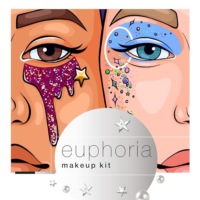 Euphoria makeup kit with glitter and gems/Professional makeup set