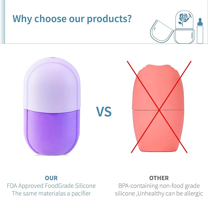 Ice Roller for Face,Ice Face Roller Skin Care ,Face Ice Pack Ice Facial and Eyes Cube Massager tools.Contains Essence Set (Set-Purple)