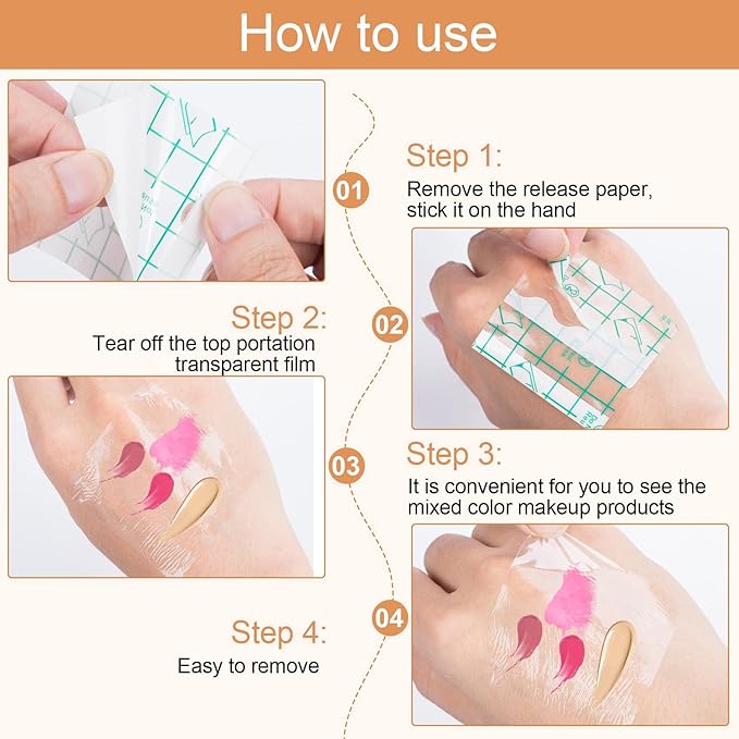 ANCIRS 150pcs Disposable Makeup Hand Palettes, 2.4x2.4inch Adhesive Waterproof PU Cosmetic Makeup Palettes for Women Girls Female Artists Make up