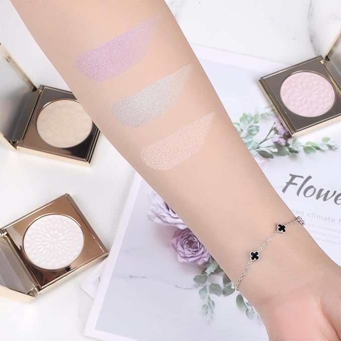 Face Highlighters Exquisite 3D Texture Luminizers Palette, Shiny Holographic Contour Makeup Illuminator Highly Pigment for Body Cheek Eyebrow Nose Chin Lip Glossy Shimmer Contouring Palette