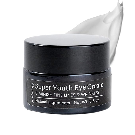 ANTHOLOGY Super Youth Eye Cream for Wrinkles & Dark Circles | Anti-aging Under Eye Cream with Peptides, Organic Aloe Vera & Vitamin C | Daily Use Intense Hydration | 0.5 fl oz 15 ml