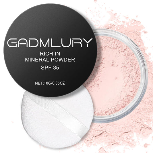 Mineral Setting Powder, SPF 35, Sunscreen Pink Face Loose Blurring FinishingPowder, Sheer Coverage, Weightless and Oil Control. Extend Base Makeup (#04 Pink Setting Makeup)