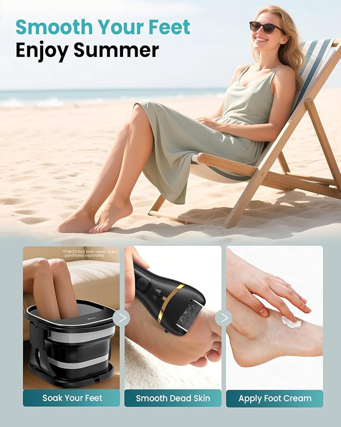 Electric Foot Callus Remover with 10000 RPM Motor and 3-Speed Settings, Foot File Kit with LED Light and Display for Women’s Home Pedicure, Waterproof Foot Grinder with Type-C Charging