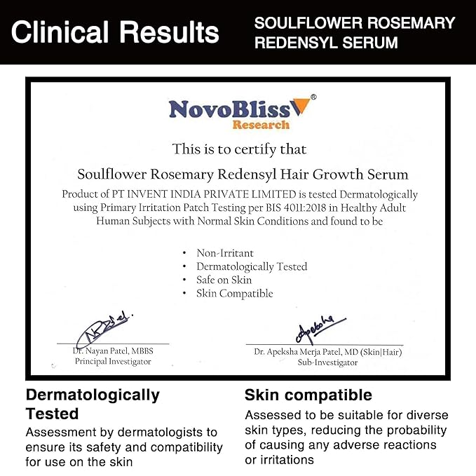 Soulflower Rosemary Redensyl Hair Growth Serum | 3% Redensyl, 4% Anagain, Melanogray, Caffeine, Biotin, Keratin, Tea Tree, Chia Seeds, Rice Water | Men, Women | 30 ml