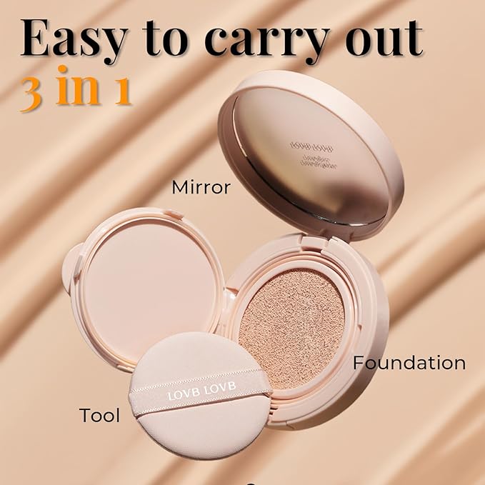 Natural Cover Glow Cushion Foundation | Korean Foundation Makeup | Long-Lasting Buildable Coverage | Lightweight and Moisturizing | Flawless Finish 0.42oz (21P Porcelain Ivory)
