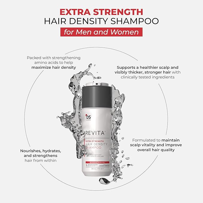 DS Labs Revita Extra Strength Shampoo - High-Performance Hair Density Shampoo, Volumizing & Thickening, Fuller Looking Hair, Saw Palmetto, Sulfate & Silicone Free, For Men & Women, 205mL