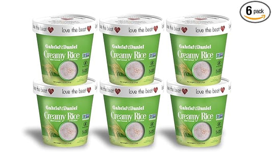 Gabriel & Daniel Creamy Rice Hot Cereal Cup – Non-GMO, Pure and Organic Gluten Free Cereal – Rich in Iron & Essential Nutrients for a Nourishing and Instant Breakfast – Quick & Easy Meal (Pack of 6)