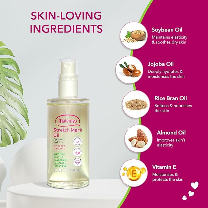 Stretch Mark Oil - Provides Optimal Skin Hydration and Nourishment, 3.3 FL. OZ. (100 ml)