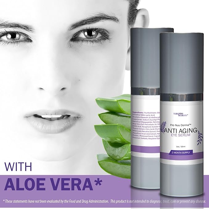 Pro Nuu Derma Serum - 2 Month Supply Anti Aging Serum - Our Best Eye Serum - Improve Dark Circles & Wrinkles with Anti Aging Vitamin C Anti Wrinkle Serum - Anti Aging Eye Serum to Aid Skin Stem Cells