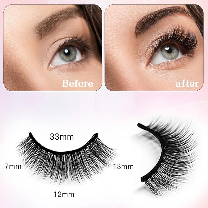 Self Adhesive Eyelashes Natural Look False Eyelashes Reusable Self Stick Lashes, No Glue Needed, 5 Pairs Long