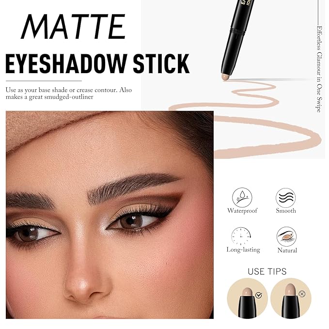 Eyeshadow Stick Matte Eye Brightener Pencil Cream Nude Eye Shadow Base Crayon Long-Lasting Crease-Proof Naked Eyeshadow Blendable High Pigmented Single Eyeliner Makeup for Women, 3 DESERT