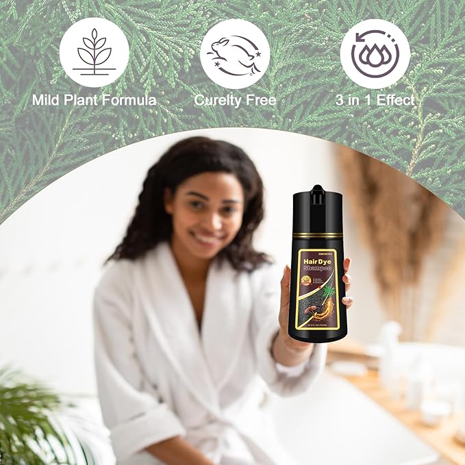 Hair Dye Shampoo, Gray Hair Coverage Dye Shampoo, Hair Color Shampoo for All Hair Types, Champu Para Canas, Suitable for Home and Salon (Dark Brown)