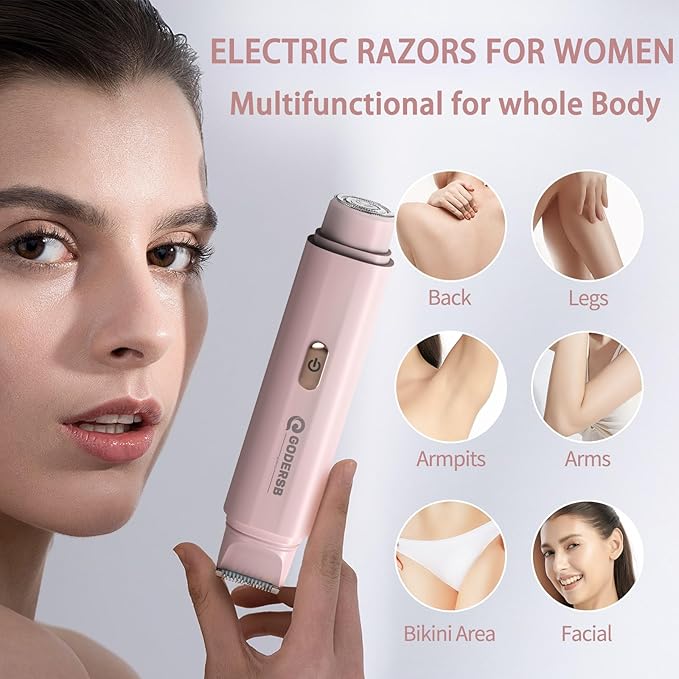 Bikini Trimmer for Women, Waterproof Electric Bikini Shaver Cordless Recharge Razors for Women for Leg Bikini Area Face Armpit & Body Trimming, Ideal Gifts for Ladies - Pink