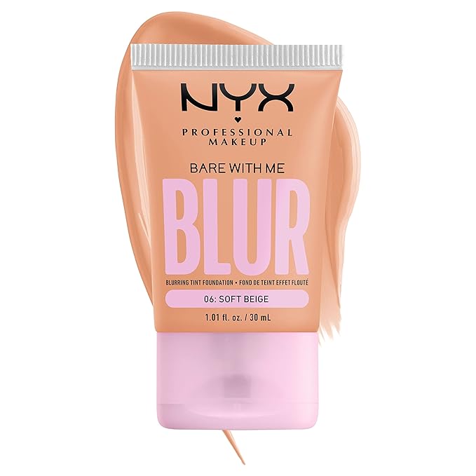 NYX PROFESSIONAL MAKEUP Bare With Me Blur Skin Tint Foundation Make Up with Matcha, Glycerin & Niacinamide - Soft Beige