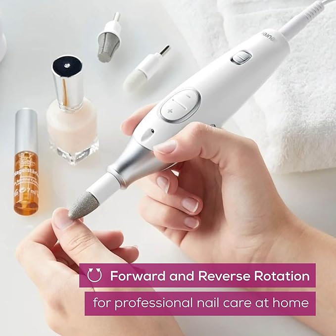 Beurer MP42 Nail Drill, 7-in-1 Nail Kit with Strong Sapphire Nail Drill Bits, Electric Nail File and Nail Buffer Includes Bright LED Light, Pedicure Kit and Manicure Set with Storage Case