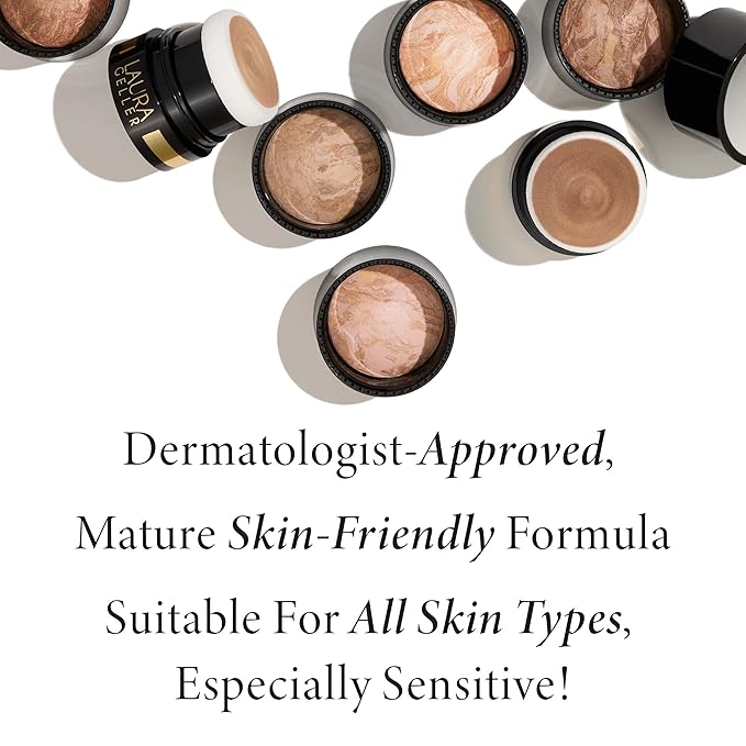 LAURA GELLER NEW YORK Award-Winning Baked Balance-n-Brighten To Go Travel Size Color Correcting Powder Foundation - Light - Buildable Light to Medium Coverage - Demi-Matte Natural