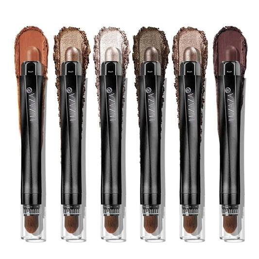 Neutral Eyeshadow Stick Makeup Set, Metallic Shimmer Matte Cream Eye Shadow Eyeliner Brightener Pencil Crayon - Cinnamon Coco