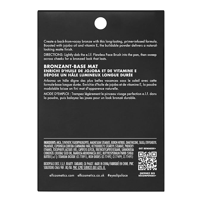 e.l.f. Primer-Infused Bronzer, Long-Lasting, Lightweight & Buildable Powder Bronzer, Delivers A Matte Finish, Vegan & Cruelty-Free, Sun-Soaked