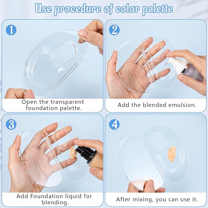 ASTER Clear Makeup Mixing Palette, Hand-Held Makeup Palette Tray for Liquid Foundation, Nail Art Manicure Palette with Mixing Shovel, Acrylic Palette Pigment Palette for Makeup Artist and Beginner