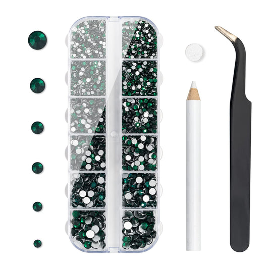 Flatback Crystal Rhinestones, 3792 Pieces Round Nail Gems Non Hot-fix Rhinestone SS6-SS20 Mixed Sizes Nail Art Rhinestones for Acrylic Nails, Crafts, Makeup, Clothes, Shoes, DIY Decorations