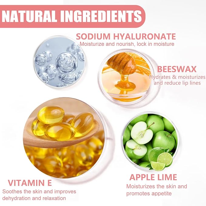 1PCS Lip Balm Honey Pot,Honey/Apple Lime Lip Mask Overnight Moisturizing Lip Balm,Hydrating Prevention Dry & Cracked Lip Exfoliator Lip Wrinkle Care Sleeping Lip Mask (Apple Lime)