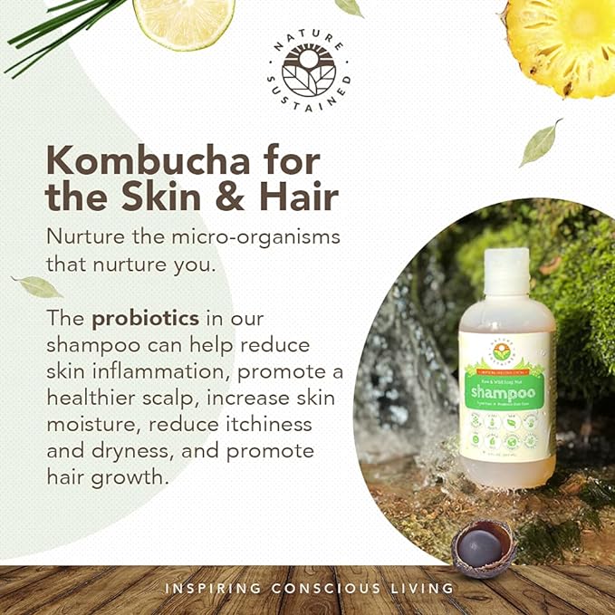 Organic Shampoo - Raw & Wildcrafted with Probiotics, Hypoallergenic Natural & Sulfate Free Shampoo for Sensitive Scalp, Dry Hair, Dandruff, Eczema & Psoriasis, Gallon, Original