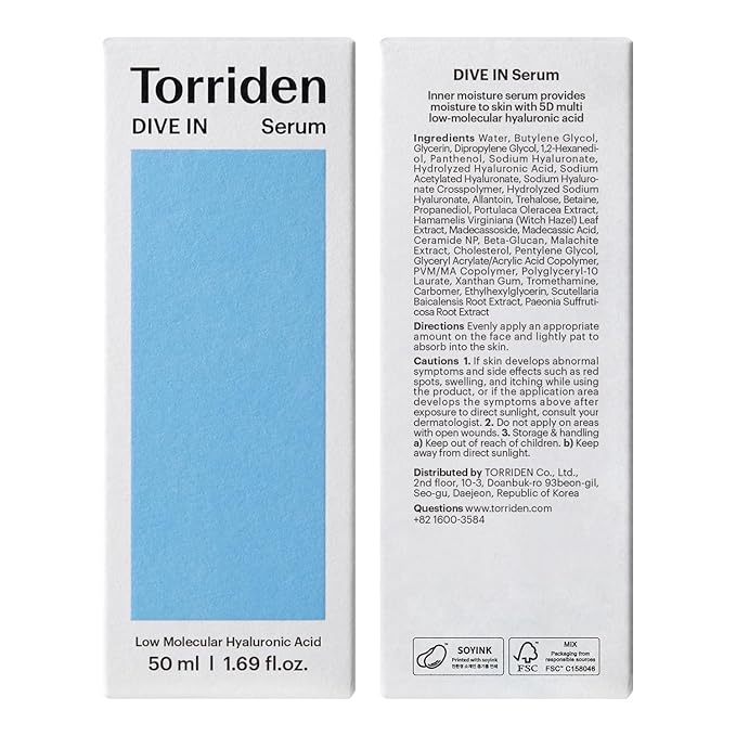 Torriden DIVE IN Hyaluronic Acid Serum 50ml (1.69 fl.oz.) | Deep Hydration to Get Glow Skin | Hyaluronic Acid, Panthenol, Allantoin | Korean Facial Serum