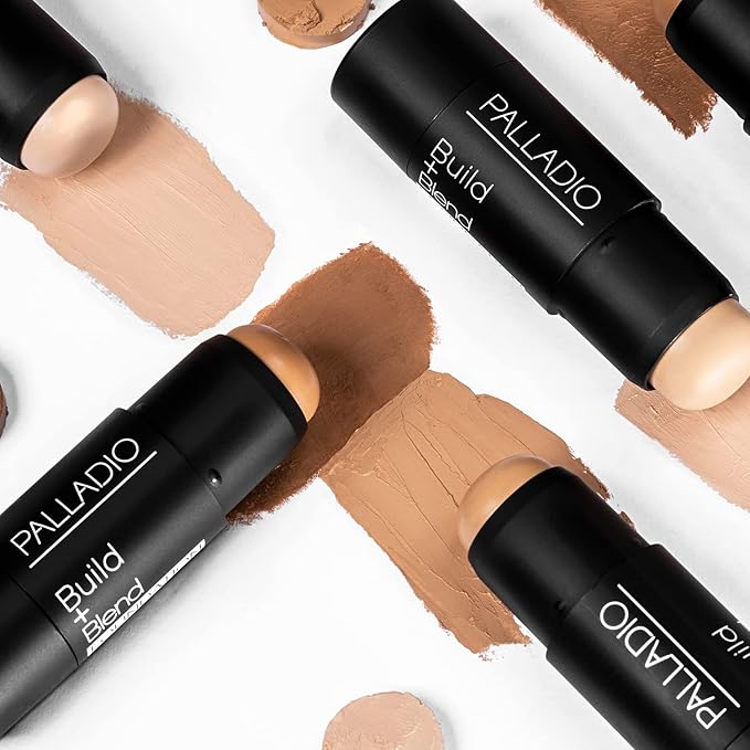 Palladio BUILD + BLEND Foundation Stick, Contour Stick for Face, Professional Makeup for Perfect Look, 0.25 Ounce (Mocha)