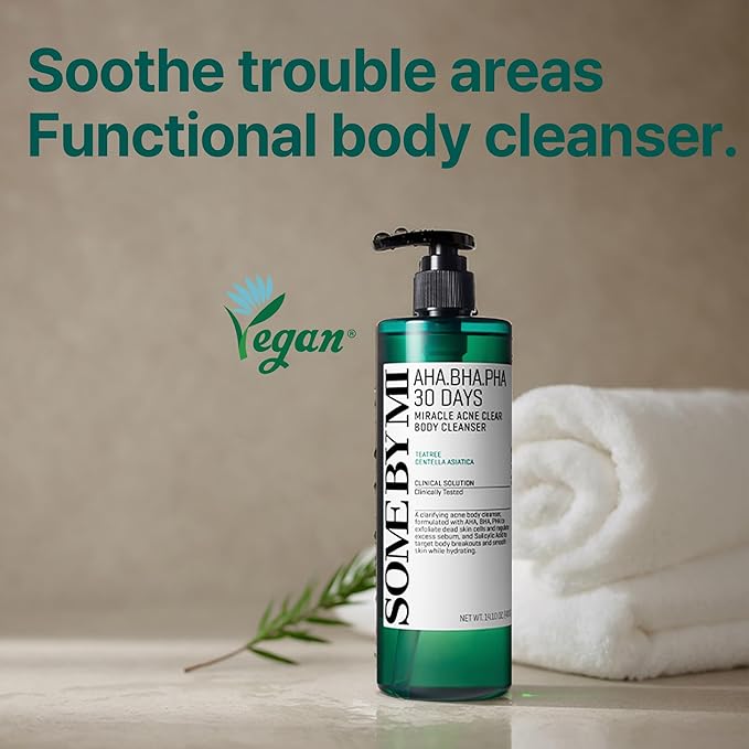 SOME BY MI AHA BHA PHA 30 Days Miracle Acne Clear Body Cleanser - 13.5oz, 400ml - Daily Exfoliating Tea Tree Acne Body Wash with Salicylic Acid - Deep Cleanses Sebum and Impurities - Korean Skin Care
