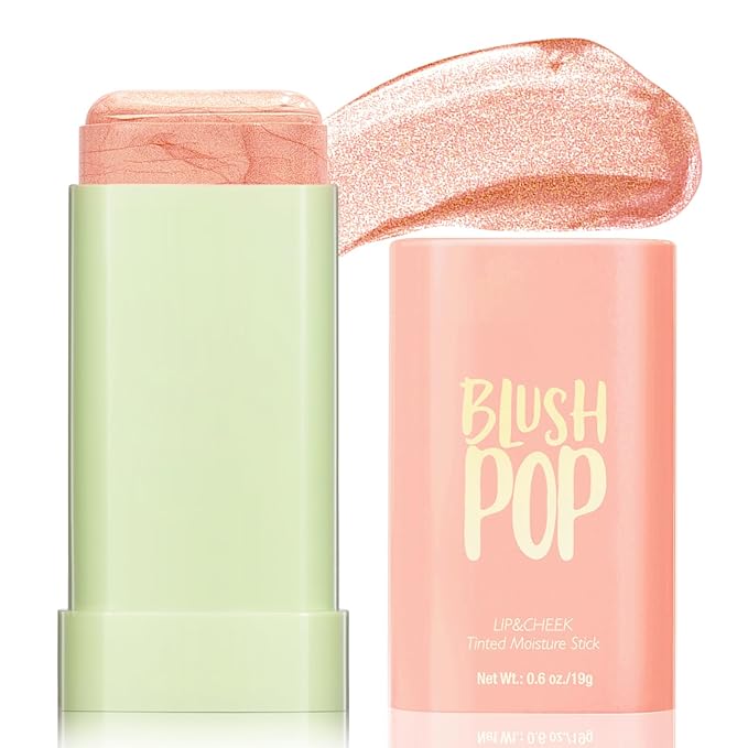 Highlighter Makeup Stick - Blush Highlighters Makeup Stick for Face & Body, Natural Silky Shimmer Highlight, Bendable Long Lasting Highlighter Wand, Cream Korean Highlighter (Rose Gold)