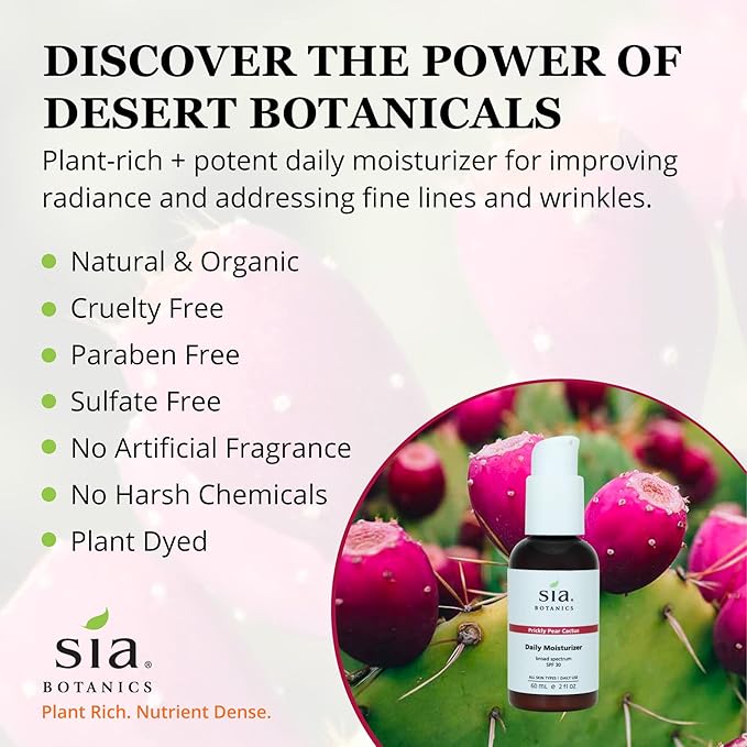 Prickly Pear Daily Facial Moisturizer - SPF 30 (59ml/2oz Pump Bottle) | Face Sunscreen w/Prickly Pear, Sweet Orange, Lavender | Natural, Clean, Botanical Skincare for Women