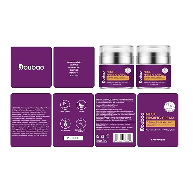 Advanced Neck Firming Cream – 3% Retinol & Hyaluronic Acid for Wrinkle Reduction, Lifting & Skin Tightening – Anti-Aging Moisturizer for Face, Neck & Décolleté – Deep Hydration, 3.4 FL（2 bottle）