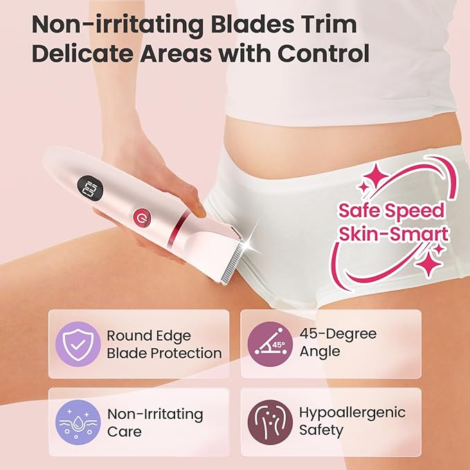 Bikini Trimmer Electric Razors for Women - 3 in 1 Electric Shaver for Women, Waterproof Pubic Hair Trimmers and Facial Hair Remover, Rechargeable Women's Grooming Kit