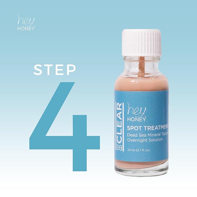 Hey Honey Skincare Be Clear - Acne Spot Treatment Overnight, Pimple Drying Lotion, Use Over Zits Whitehead & Blemishes 1 OZ