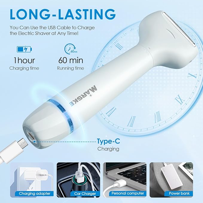 5 in 1 Facial Hair Removal and Bikini Hair Trimmer for Women, Nose Eyebrow pubic Hair Trimmer,Replaceable Electric Razors, Waterproof Electric Shaver Easy Cleaning, Women's Grooming Kit