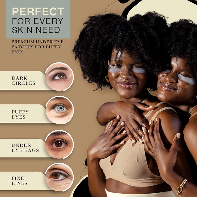 Gemini Under Eye Patches for puffy eyes, dark circles, under eye bags and wrinkles - 5 pairs biocellulose under eye masks for personal care - Certified Vegan