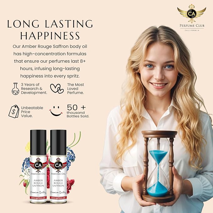 CA Perfume Amber Rouge Saffron Fragrance Body Oil For Women & Men Roll On 0.33fl oz / 10ml