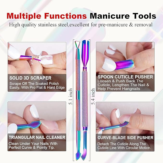 Gel Nail Polish Remover, Gel Remover Kit with Liquid Latex for Nails, No Need to Wrap or Soak, Removes Nail Polish in 2-5 Minutes, Acetone Free, Not Damage to Nails, with Manicure Tools