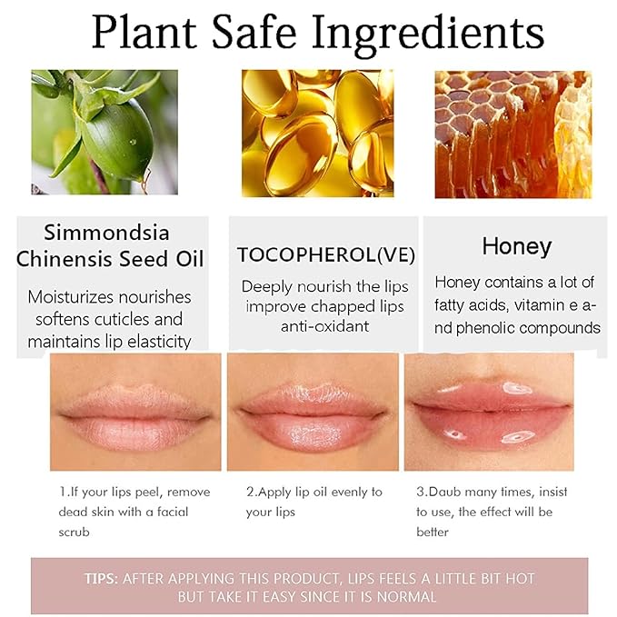 Vitamin E Lip Plumping Serum, Lip Hyaluronic Lip Plumper, Lip Plumping Serum Instant Lip Balm for Moisturize, Eliminate Dryness Wrinkles Enhances Plump Gloss (3PC)