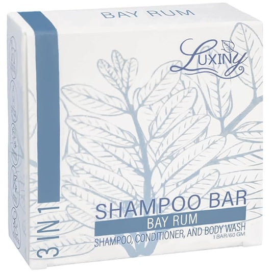 Bay Rum Shampoo Bar – Vegan, Sulfate-Free, Made in USA | 3-in-1 Men’s Shampoo, Conditioner & Body Wash | Ideal for All Hair Types | 60+ Washes, Travel-Friendly