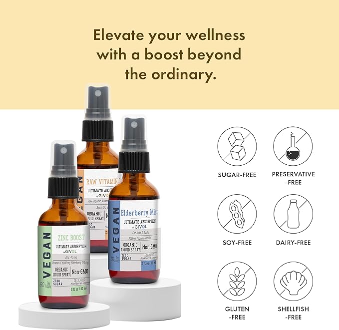 Immunity Pack Liquid Vitamins (Pack of 3) Sambucus Nigra Elderberry Mist, Zinc Boost Mist and Vitamin C Mist (Extra Strength) - Natural Immune System Support - Non-GMO Gluten-Free - 240 Days Supply